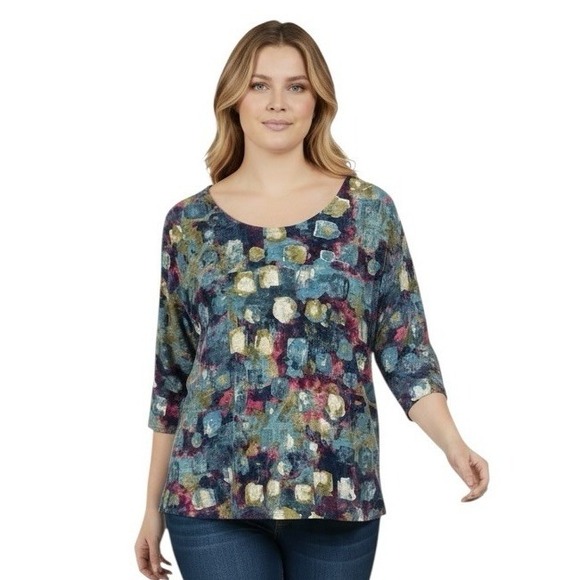 Habitat Tops - Habitat Clothes to Live In Top Size XL Abstract Print 100% Cotton Artsy Casual